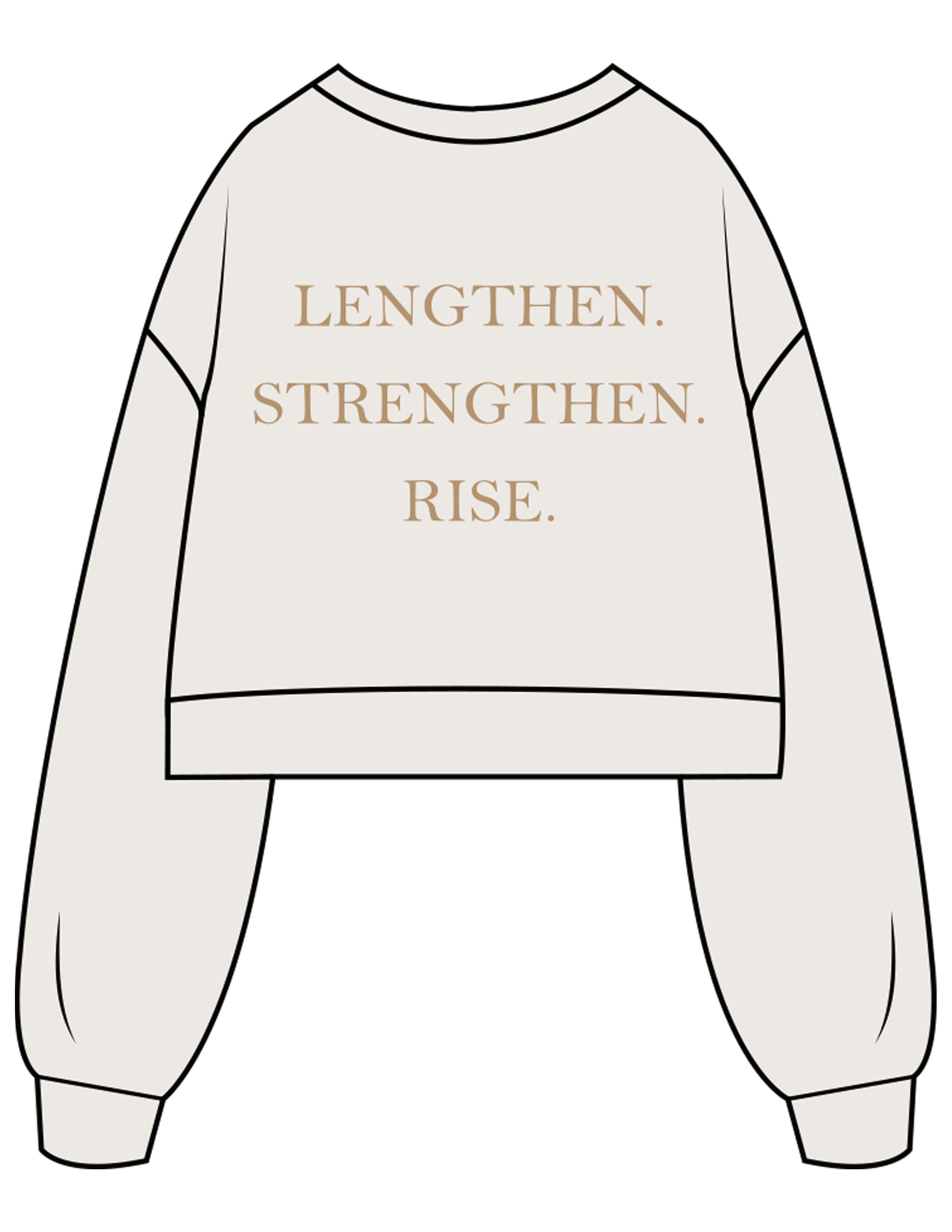The Womens Crop Crewneck - Bone - Pilates Phoenix - Chest Stacked & Back Stacked - Printed - Khaki