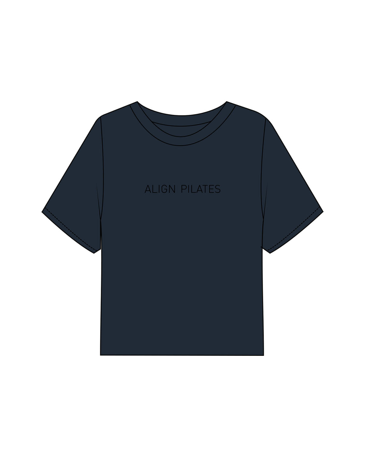 The Boxy Crop Tee - Black - Align Pilates - Center Chest - Printed - Black