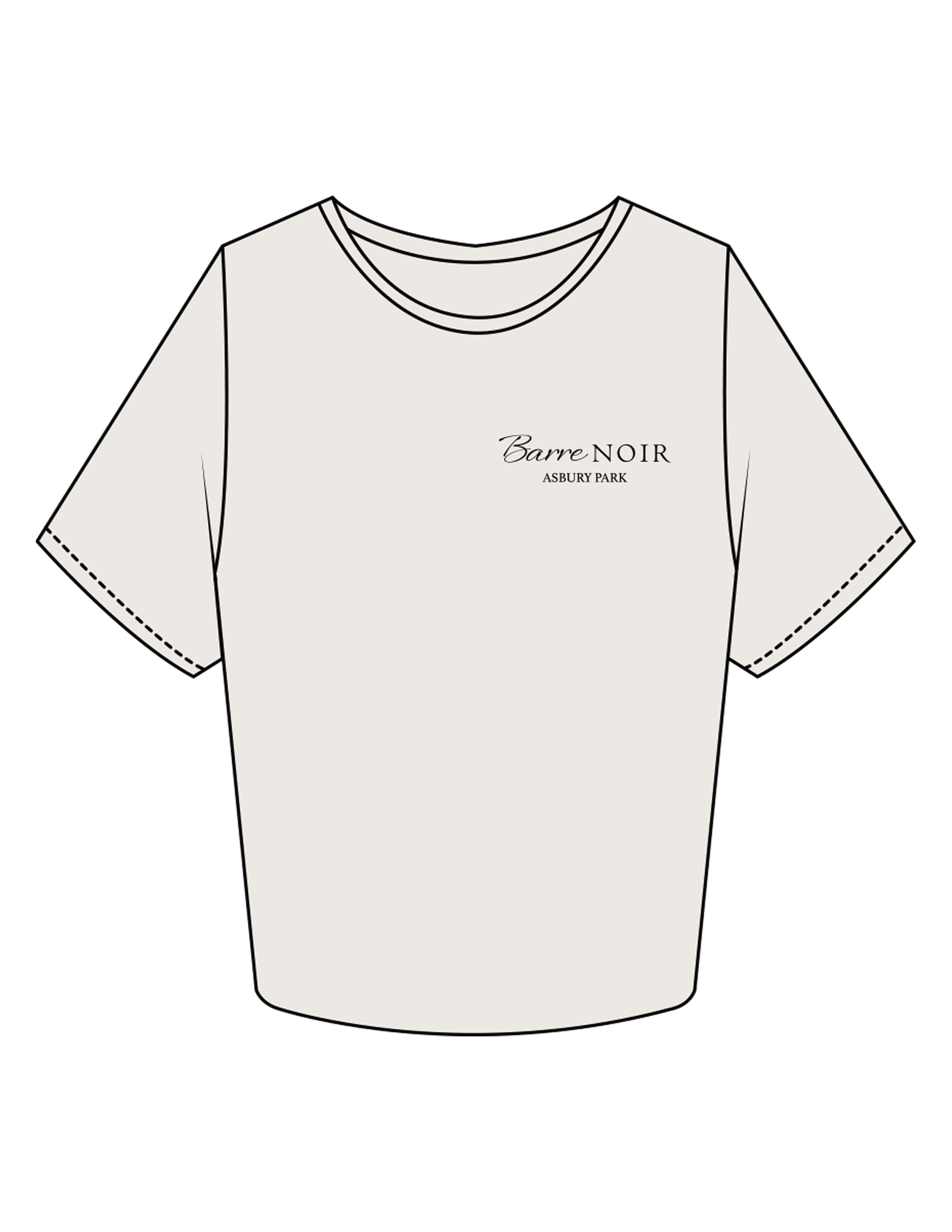 The Crop Tee - Bone - Pilates Method/Barre Noir - Left Chest Stacked - Printed - Black