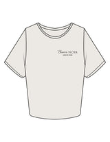 The Crop Tee - Bone - Pilates Method/Barre Noir - Left Chest Stacked - Printed - Black