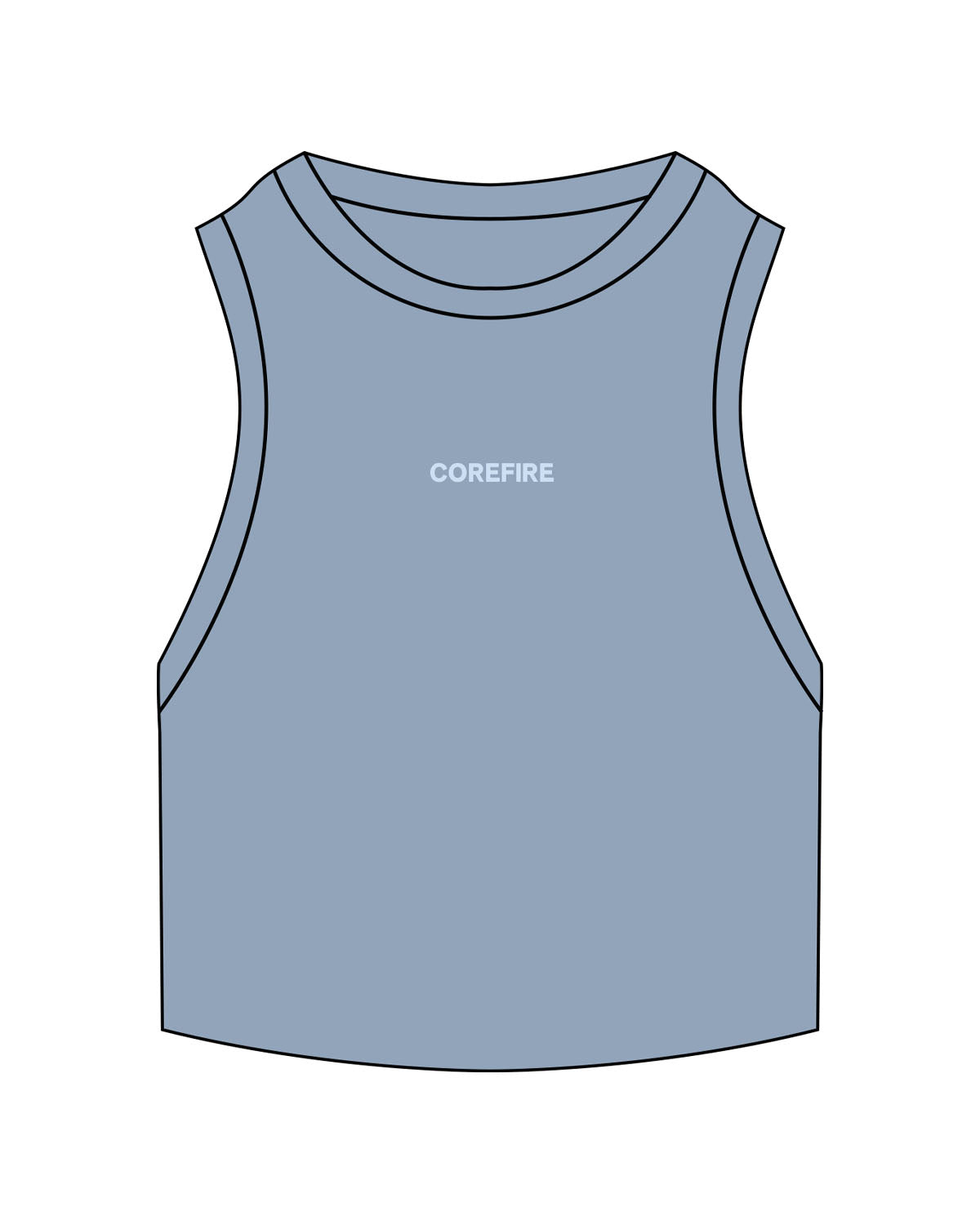 The Ribbed Crop Tank - Powder - Corefire - Center Chest - Embroidered - Light Blue