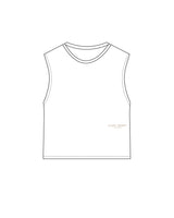 The Womens Classic Crop Tank - White - Lucky Penny - Lower Left Stacked - Embroidered - Brown