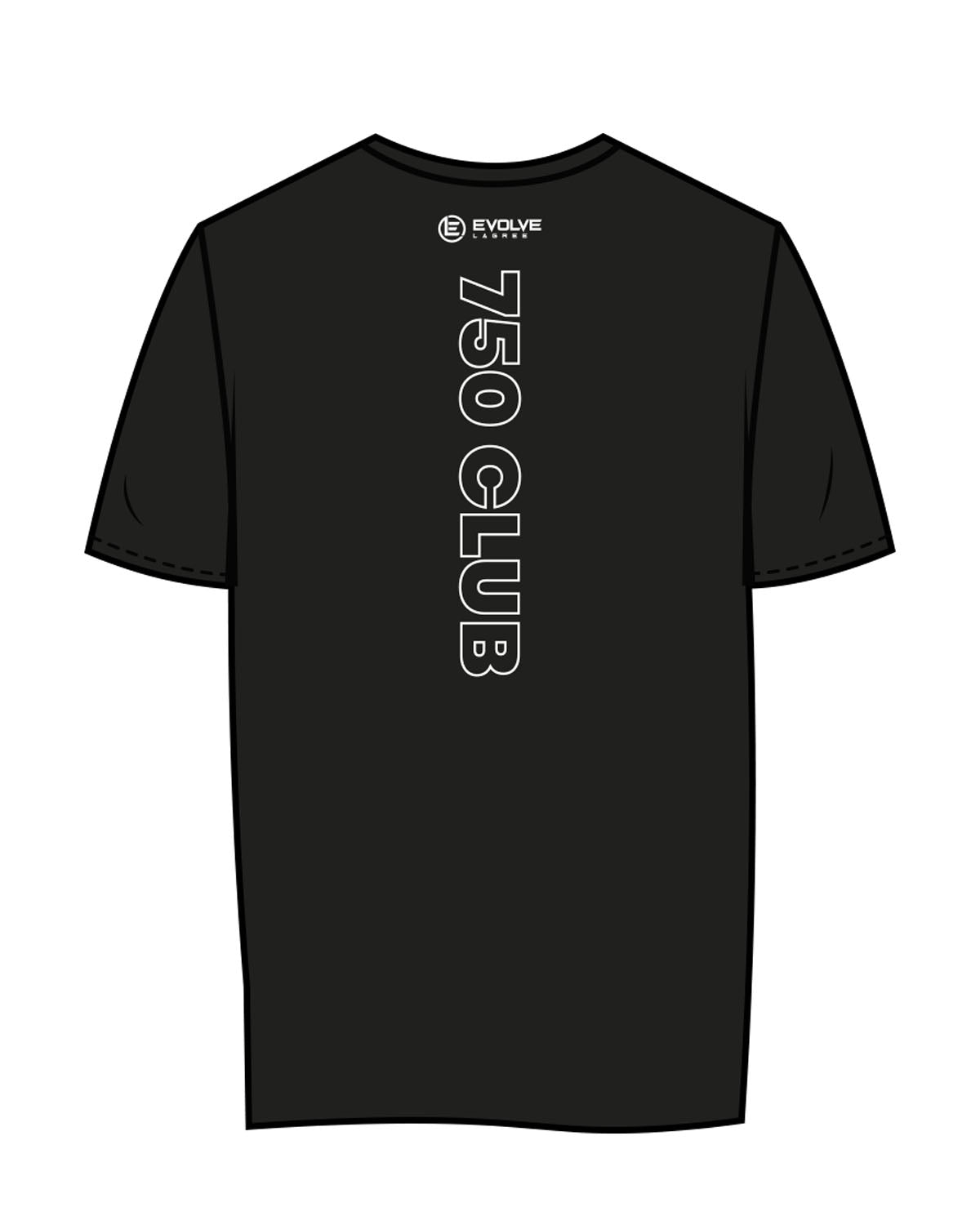The Womens Tee - Black - Evolve Lagree - Left Chest Round & Center Back Vertical - Printed - White