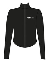 The 3/4 Crop Zip Jacket - Black - Tone Fitness Studio - Left Chest - Printed - White