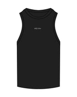 The Ribbed Full Length Tank - Black - Dose - Center Chest - Embroidered White