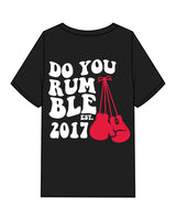 The Mens Heavyweight Tee - Black - Rumble - Left Chest & Back Stacked - Full Color