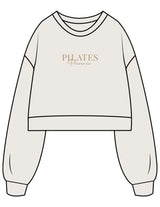 The Womens Crop Crewneck - Bone - Pilates Phoenix - Chest Stacked & Back Stacked - Printed - Khaki