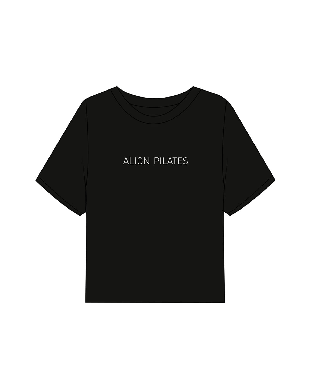 The Boxy Crop Tee - Black - Align Pilates - Center Chest - Printed - White