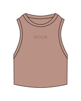 The Ribbed Crop Tank - Clay - Honor Pilates - Center Chest - Embroidered - Tone on Tone