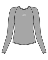 The Womens Sporty Long Sleeve - Grey - Studio 11 - Center Chest - Printed - White