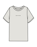 The Womens Heavyweight Tee - Washed Bone - Pulse 712 - Center Chest & Center Back Stacked Logo "SIOUX CENTER" - Printed - Black