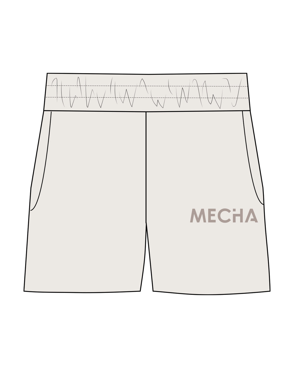 The Womens Sweat Shorts - Bone - MECHA - Left Leg Pocket - Tone on Tone