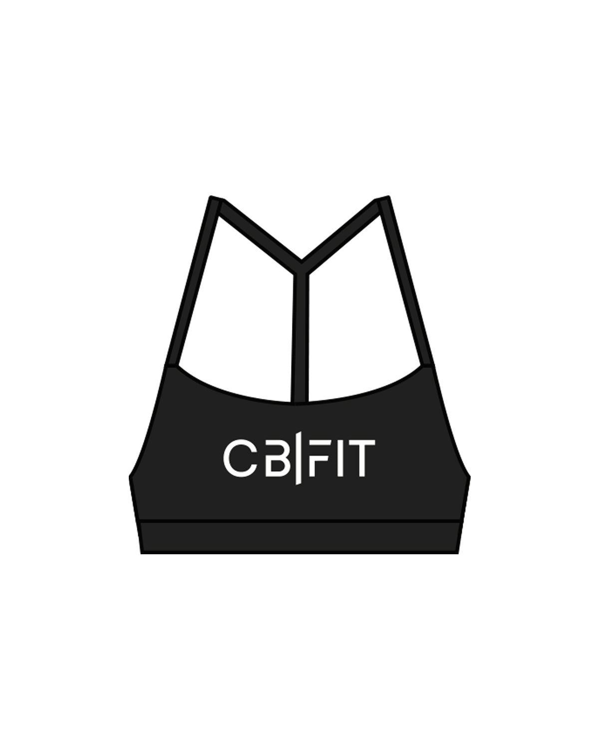 The Basic Bra - Black - CB Fit - Center Chest & Back Center - White