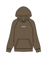The Mens Hoodie - Walnut - Solos Pilates - Center Chest & Back Stacked - Printed - Off White