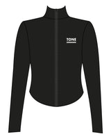 The 3/4 Crop Zip Jacket - Black - Tone Fitness Studio - Left Chest Stacked - Printed - White