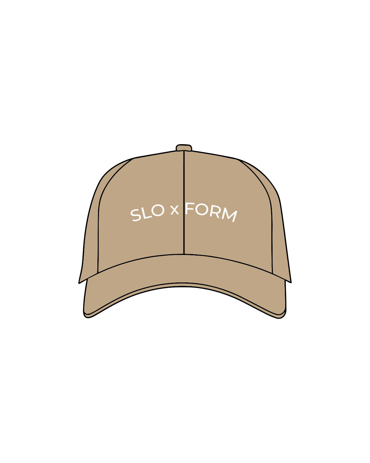 The Dad Hat - Khaki - Slo x Form - Center Crown Arc - Embroidered - White