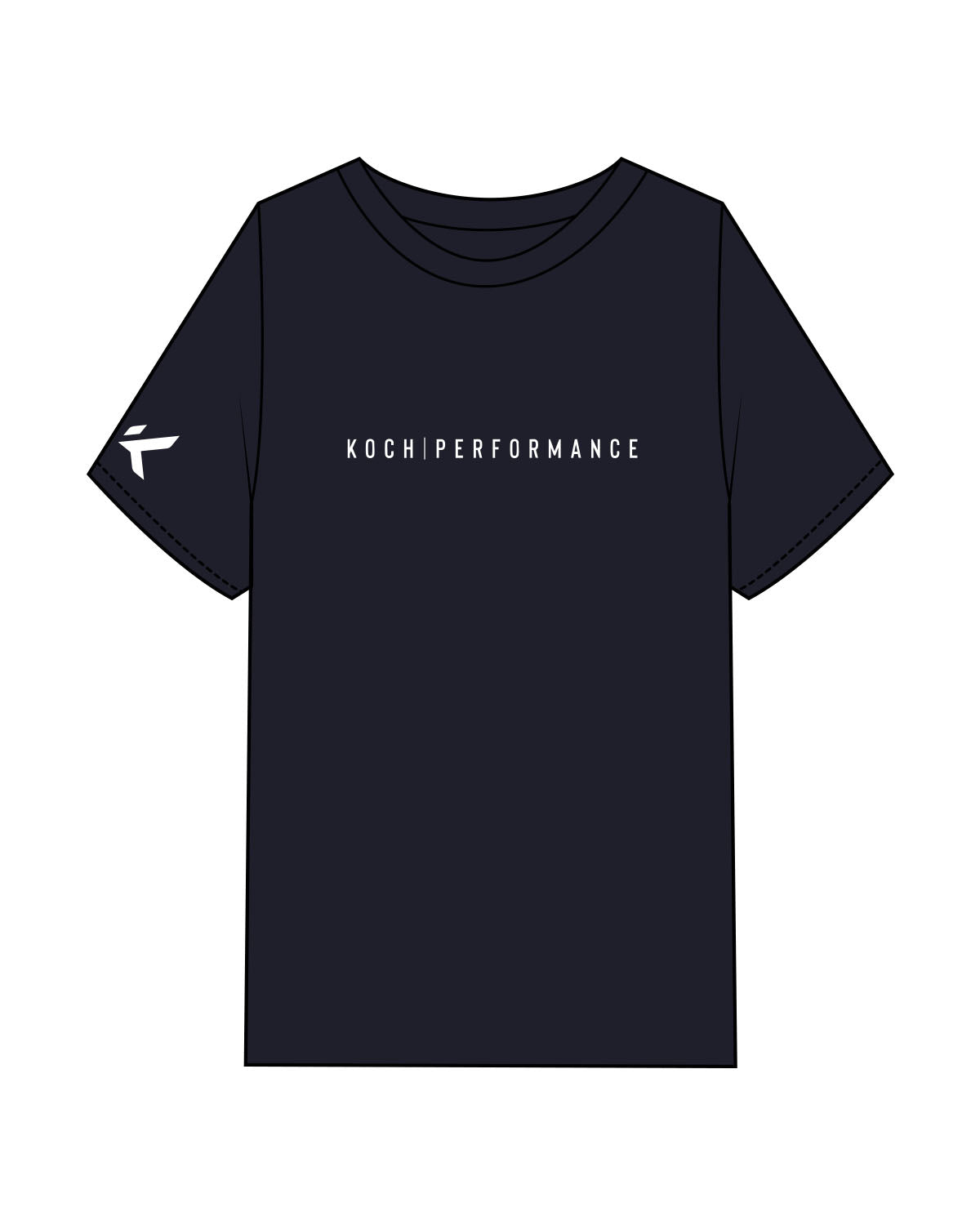 The Mens Heavyweight Tee - Navy - Koch - Center Chest & Right Sleeve - Printed - White