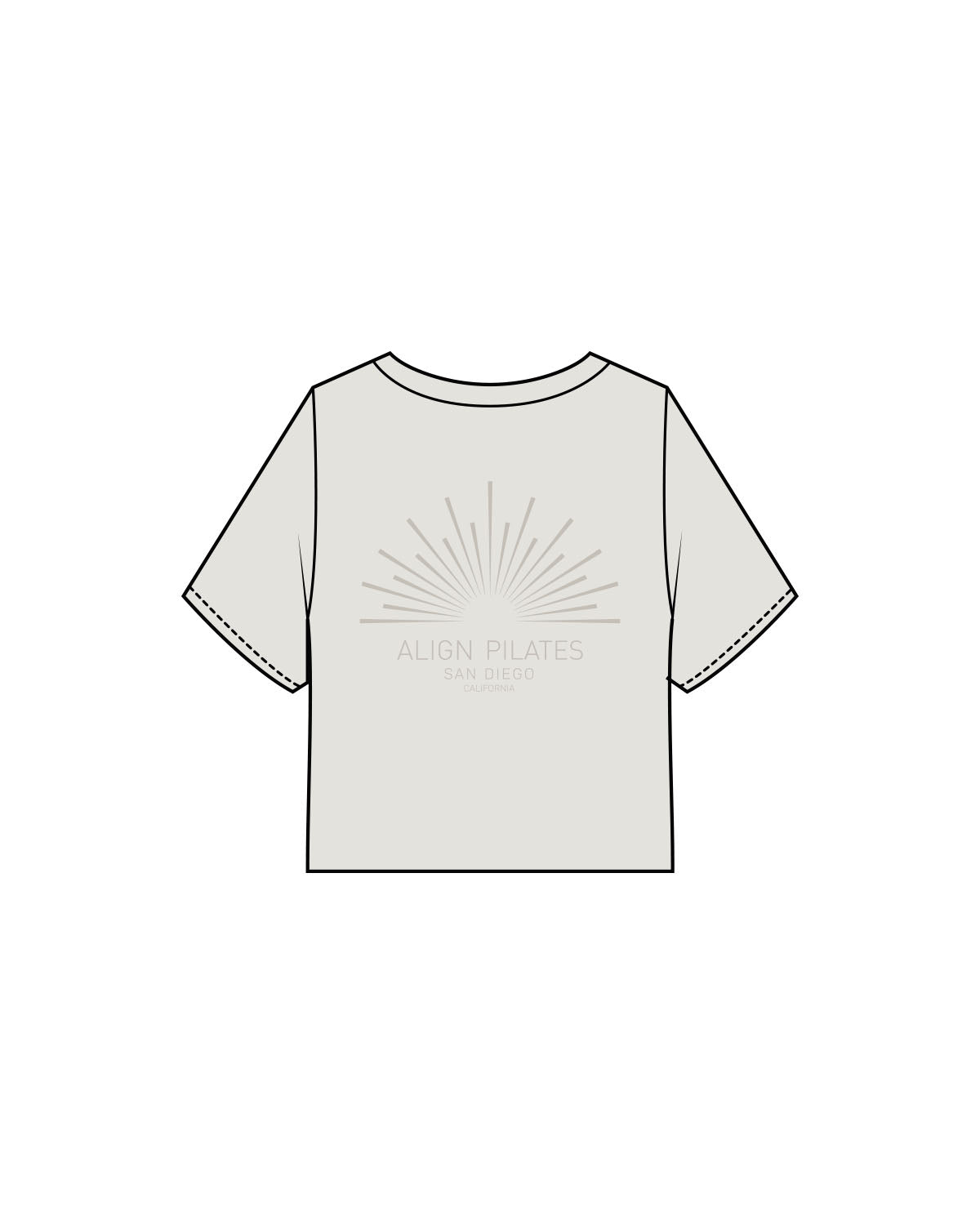 The Heavyweight Crop Tee - Washed Bone - Align Pilates - Left Chest & Back Stacked - Printed - Tone on Tone