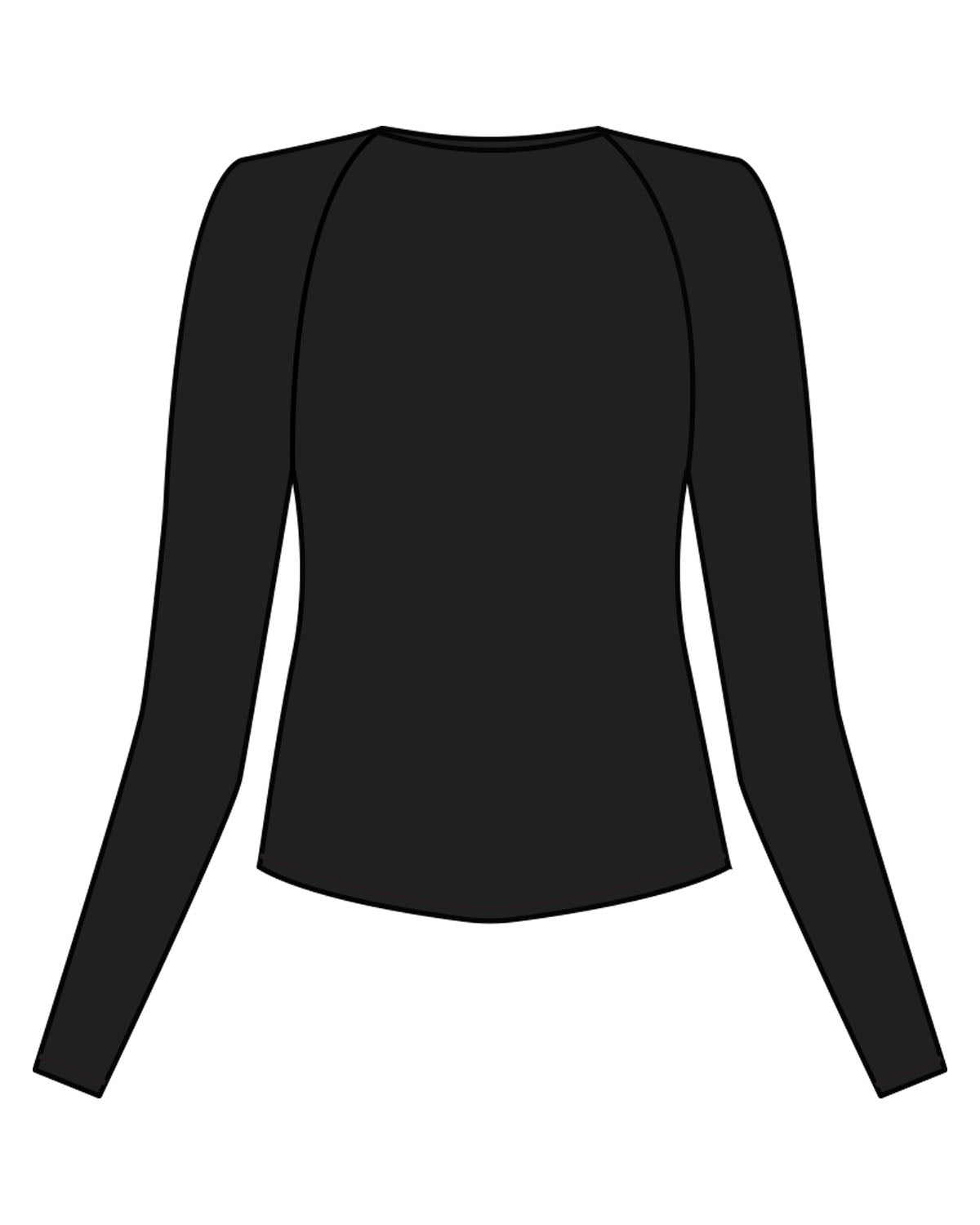 The Womens Sporty Long Sleeve - Black - Studio 11 - Center Chest - Printed - White