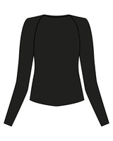 The Womens Sporty Long Sleeve - Black - Studio 11 - Center Chest - Printed - White