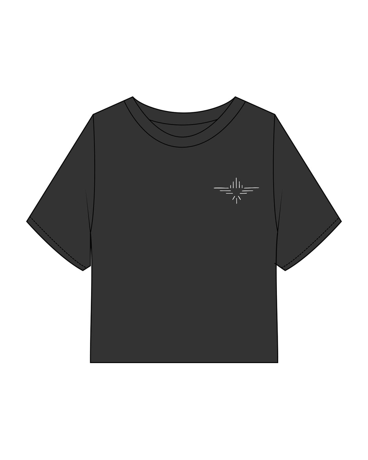 The Heavyweight Crop Tee - Washed Black - FadeFarm - Left Chest & Back Image - Printed - Off White