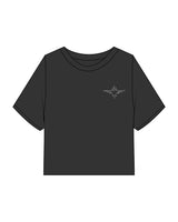 The Heavyweight Crop Tee - Washed Black - FadeFarm - Left Chest & Back Image - Printed - Off White