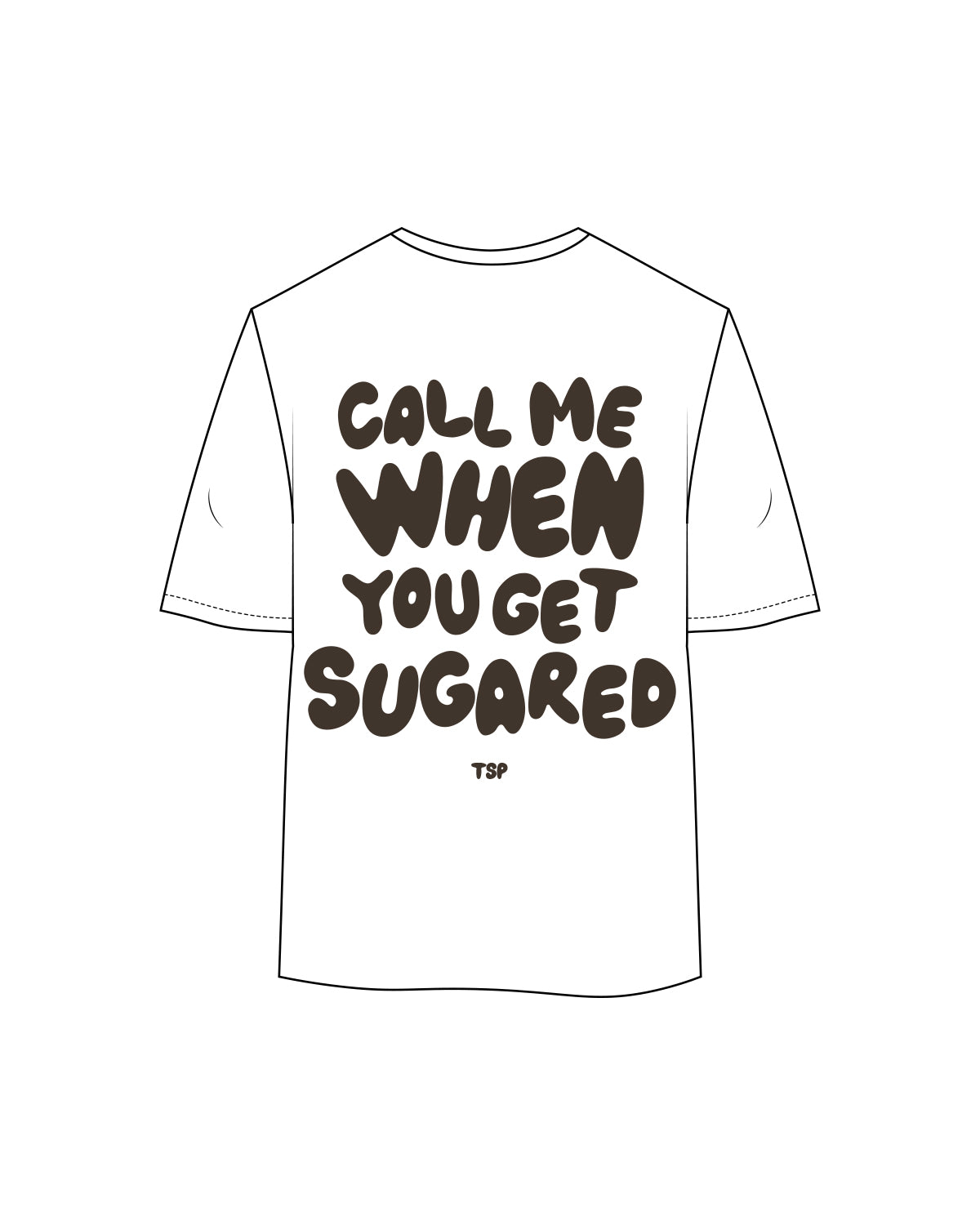The Womens Oversized Tee - White - Sugaring Place - Center Chest & Back - Brown Puff Print