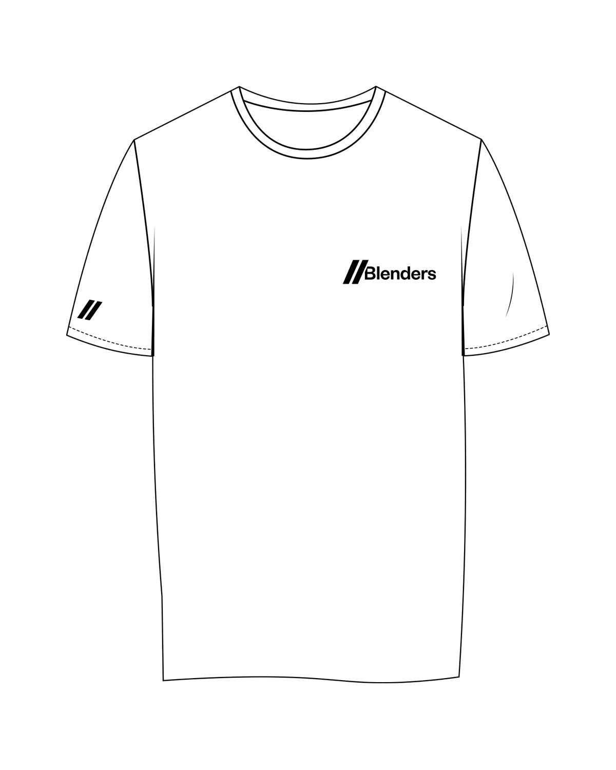 The Womens Tee - White - Blenders - Left Chest & Right Sleeve - Printed - Black