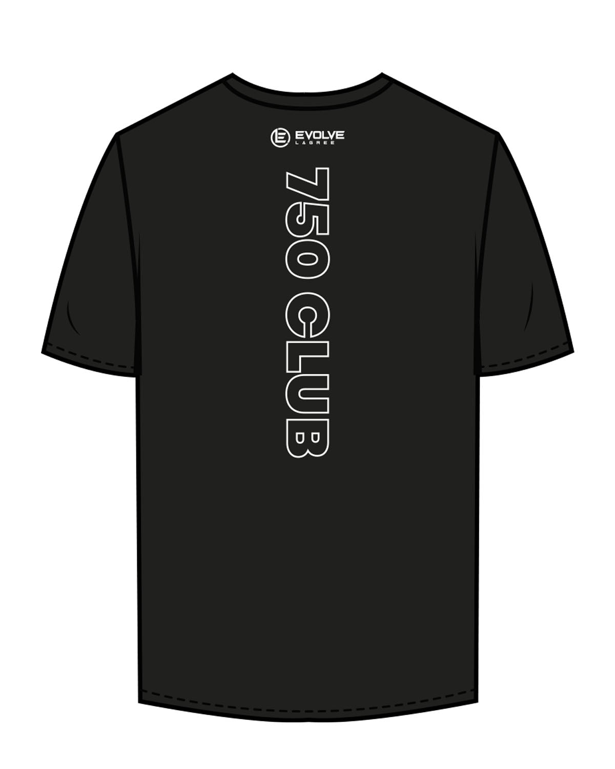 The Mens Tee - Black - Evolve Lagree - Left Chest Round & Center Back Vertical - Printed - White