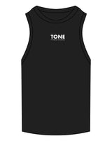 The Ribbed Full Length Tank - Black - Tone Fitness Studio - Center Chest - Embroidered - White