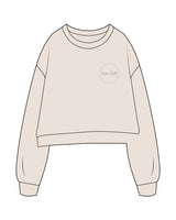 The Studio Crop - Latte - Core LP - Left Chest & Top Back From Left To Right Sleeve - Tone on Tone