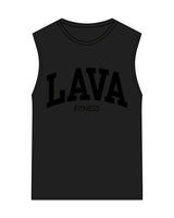 The Womens Classic Tank - Black - Lava - Center Chest Stacked - Tone on Tone Printed