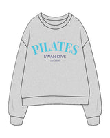 The Womens Crewneck - Heather - Swan Dive - Center Chest Stacked & Back Center - Full Color