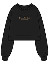 The Womens Crop Crewneck - Black - Pilates Phoenix - Chest Stacked & Back Stacked - Printed - Khaki
