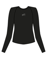 The Womens Sporty Long Sleeve - Black - Studio 11 - Center Chest - Printed - White