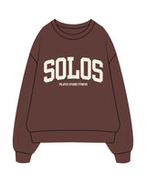 The Mens Crewneck - Chestnut - Solos Pilates - Center Chest Stacked - Printed - Ivory