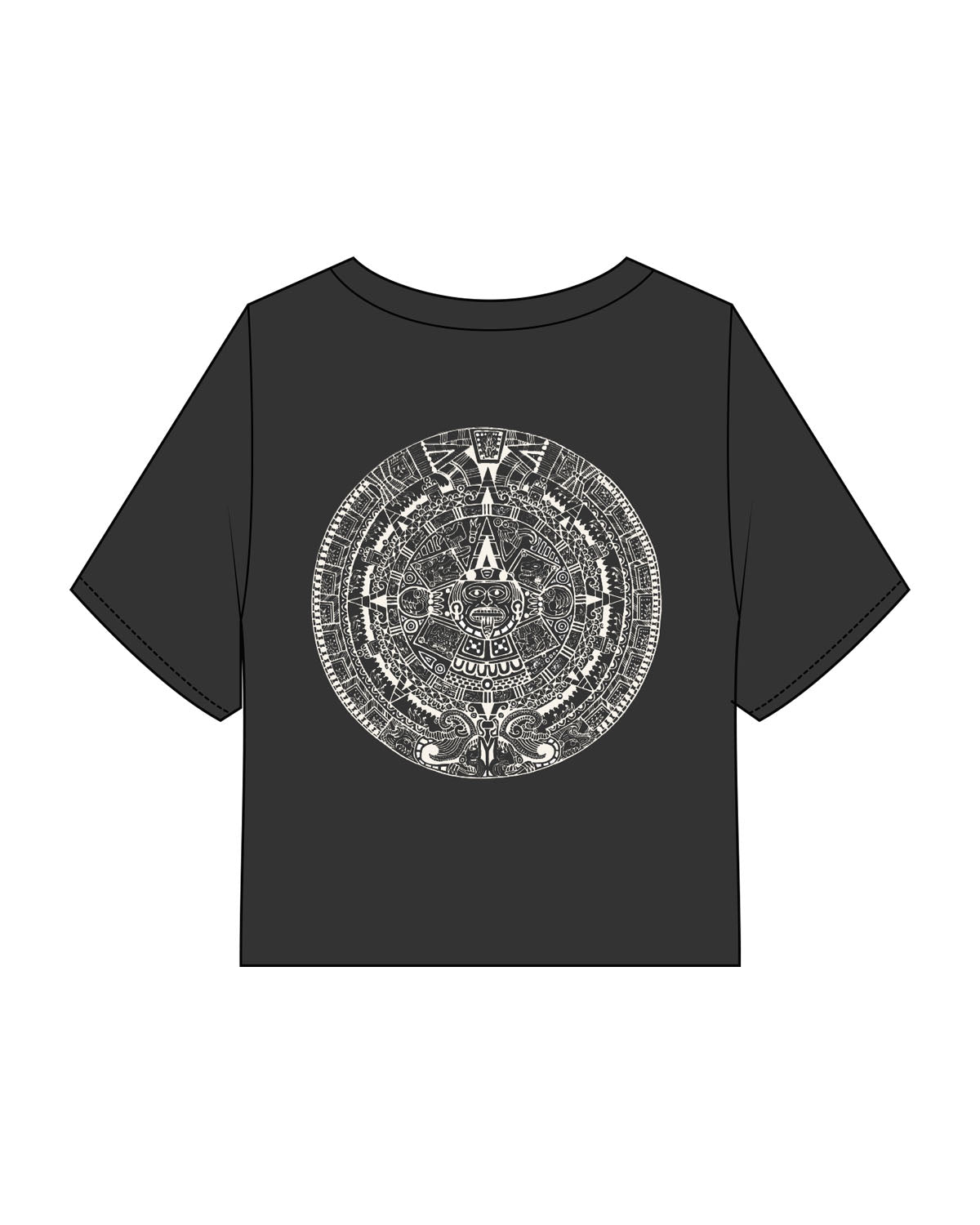 The Heavyweight Crop Tee - Washed Black - FadeFarm - Center Chest & Back Round - Printed - Off White
