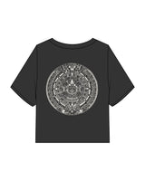 The Heavyweight Crop Tee - Washed Black - FadeFarm - Center Chest & Back Round - Printed - Off White
