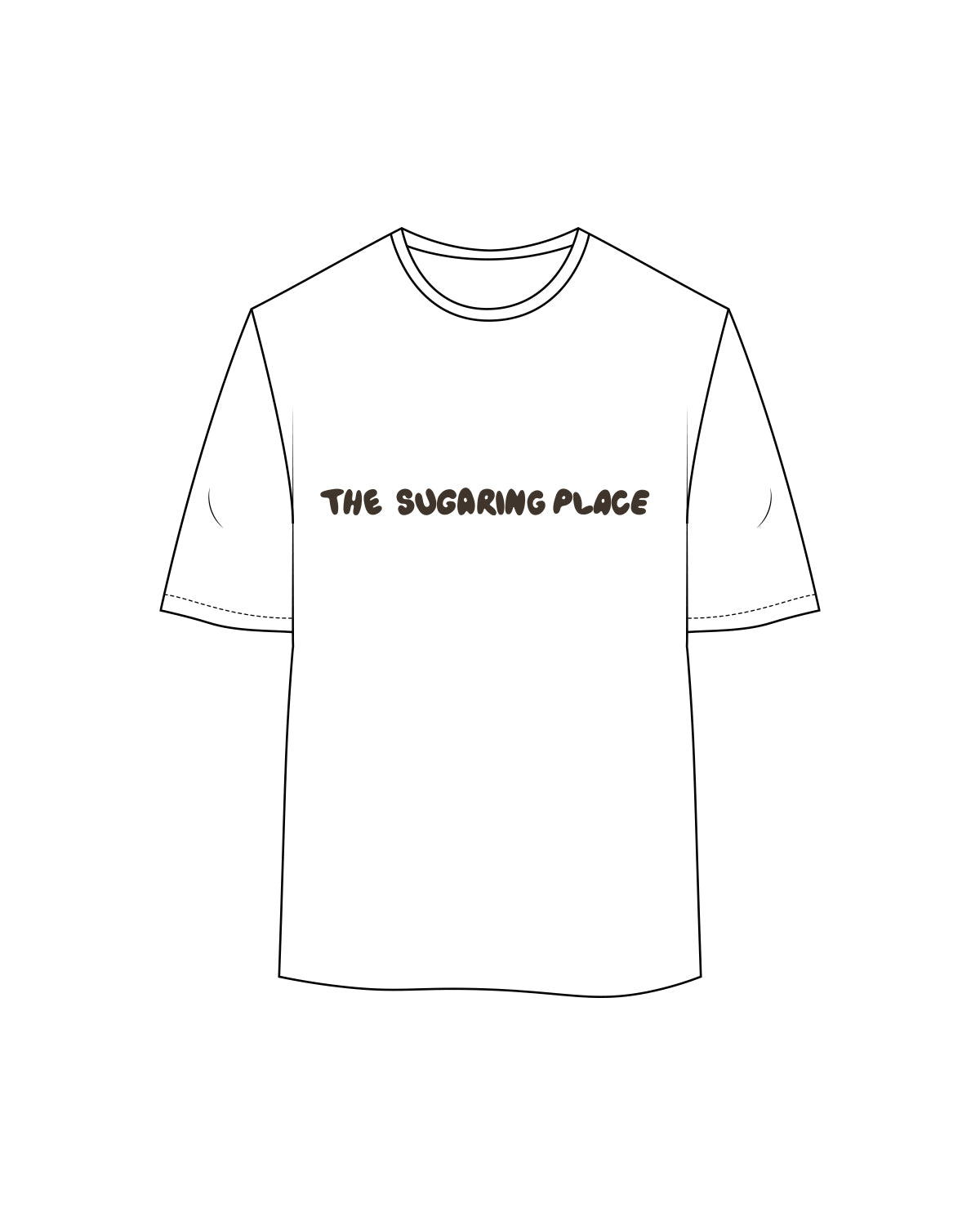 The Womens Oversized Tee - White - Sugaring Place - Center Chest & Back - Brown Puff Print
