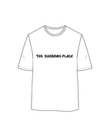 The Womens Oversized Tee - White - Sugaring Place - Center Chest & Back - Brown Puff Print