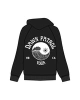The Mens Hoodie - Black - Dawn Patrol - Left Chest & Back Center - White