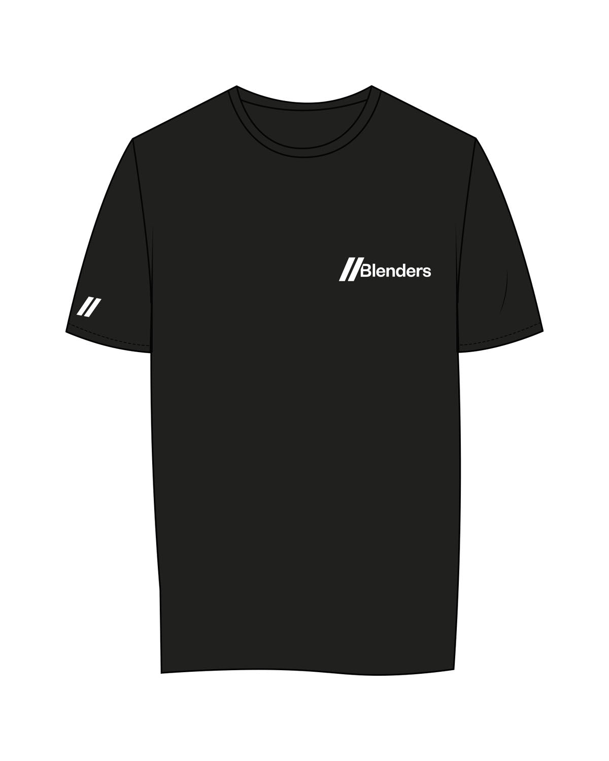 The Womens Tee - Black - Blenders - Left Chest & Right Sleeve - Printed - White