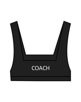 The Box Cut Bra - Black - Krista - Center Chest & Back Center "COACH" - White
