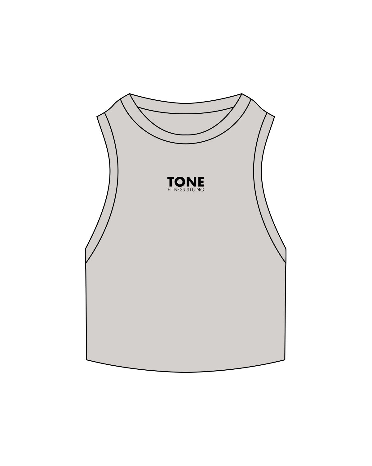 The Ribbed Crop Tank - Storm - Tone Fitness Studio - Center Chest - Embroidered - Black