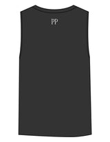 The Womens Heavyweight Tank - Washed Black - Pilates Phoenix - Center Chest & Back Neckline - Printed - White