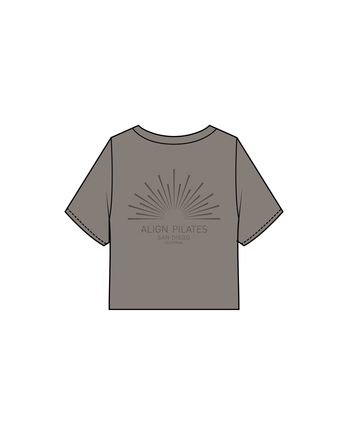 The Heavyweight Crop Tee - Washed Gray - Align Pilates - Left Chest & Back Stacked - Printed - Tone on Tone