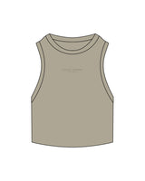 The Ribbed Crop Tank - Eucalyptus - Lucky Penny - Center Chest Stacked - Embroidered - Tone on Tone
