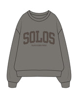 The Mens Crewneck - Washed Gray - Solos Pilates - Center Chest Stacked - Printed - Tone on Tone