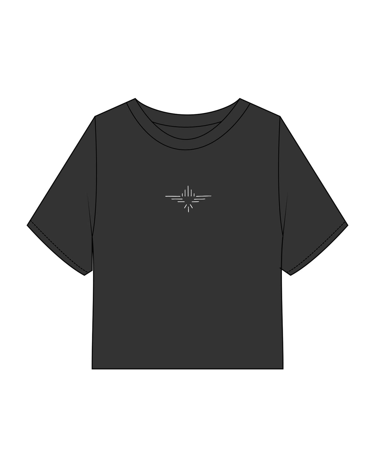 The Heavyweight Crop Tee - Washed Black - FadeFarm - Center Chest & Back Round - Printed - Off White