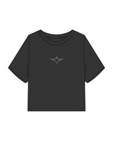 The Heavyweight Crop Tee - Washed Black - FadeFarm - Center Chest & Back Round - Printed - Off White
